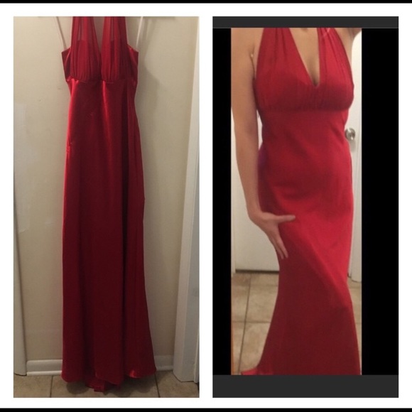 Express Dresses & Skirts - Prom Satin gown cascading train M TV50